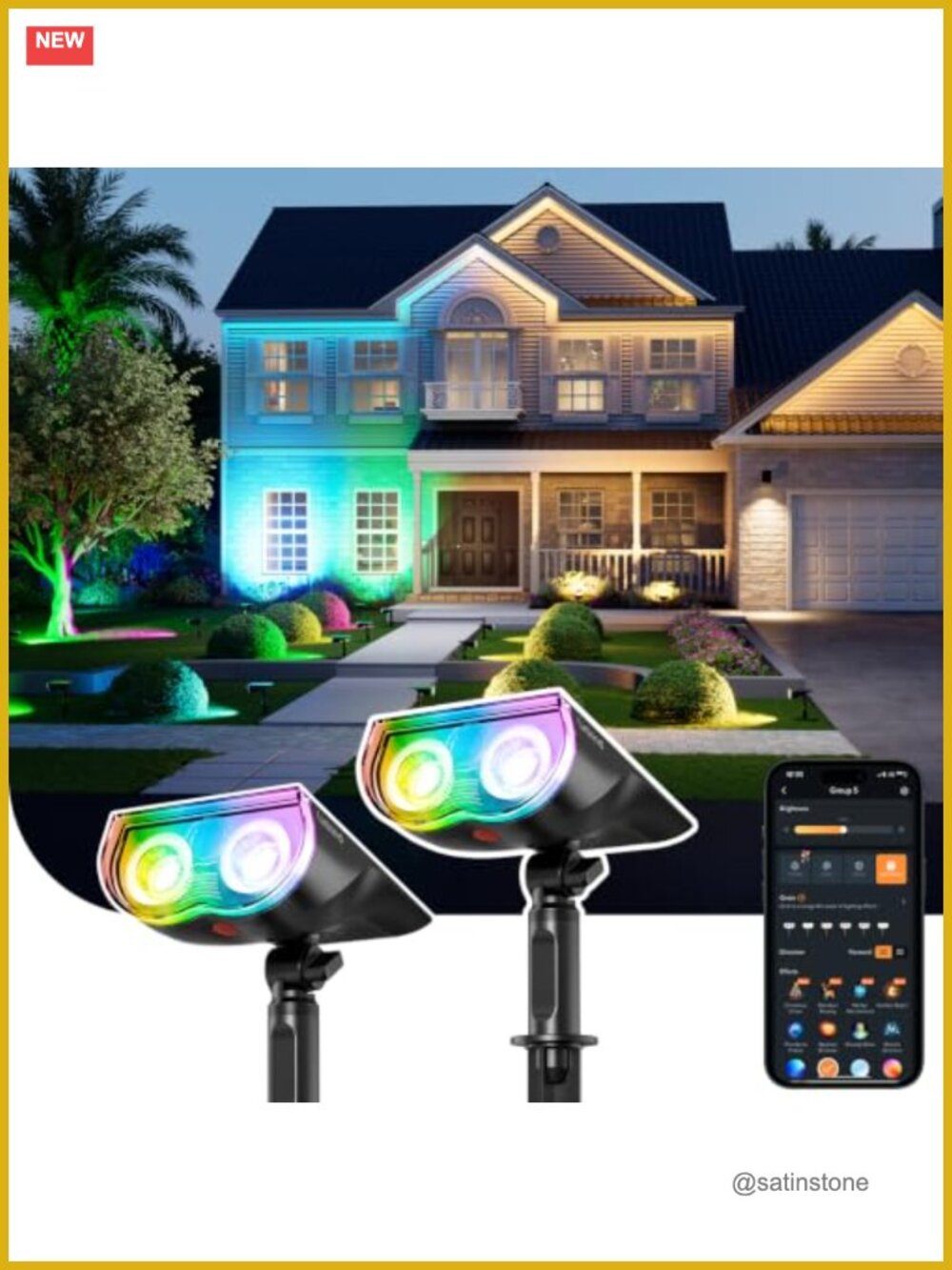 Solar Spot Lights Outdoor IP67 Waterproof App Control Landscape Lighting